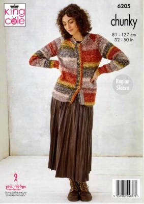 Knitting Pattern - King Cole 6205 - Hedgerow Chunky - Ladies Sweater & Cardigan